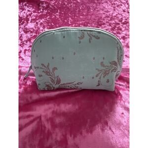 Sabon Cosmetic Bag Small Blue Green Silver Leaf Print Toiletry Makeup